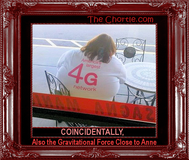 Coincidently, also the gravitational force close to Anne.