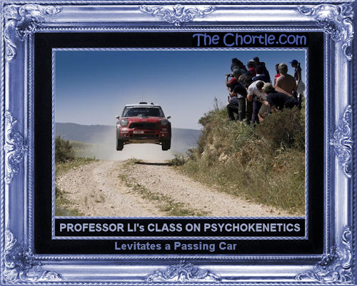 Professor Li's class on psychokenetics levitates a passing car.