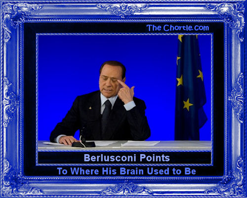 Berlusconi points to where his brain used to be