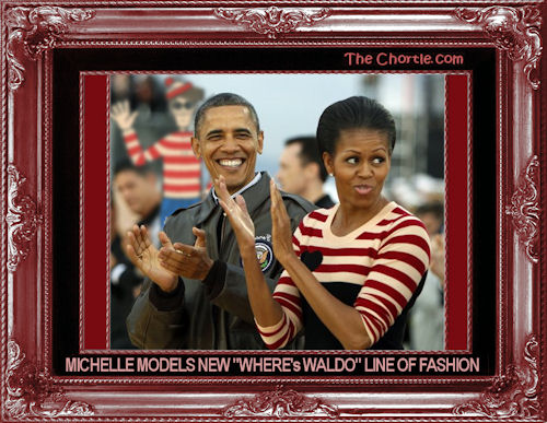 Michelle models new "Where's Waldo" line of fashion