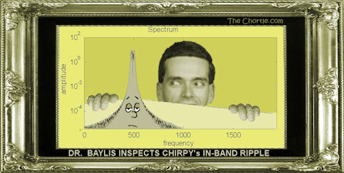 Dr. Baylis inspects Chirpy's in-band ripple