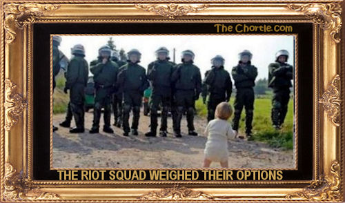 The riot squad weihed their options.