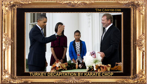 Turkey decapitation by Karate chop