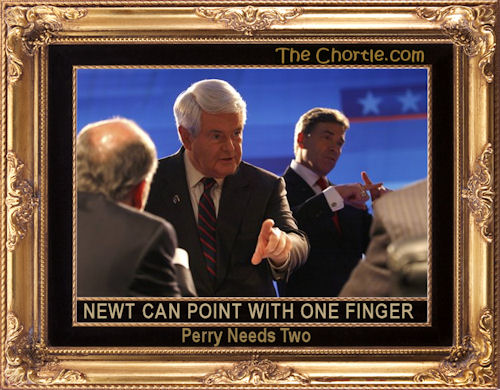Newt can point with one finger. Perry needs two.