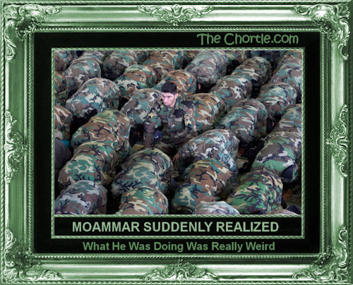 Moammar suddenly realizes what he was doing was weird