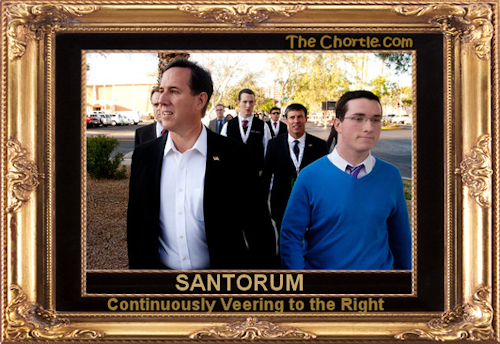 Santorum. Continuously veering to the right.