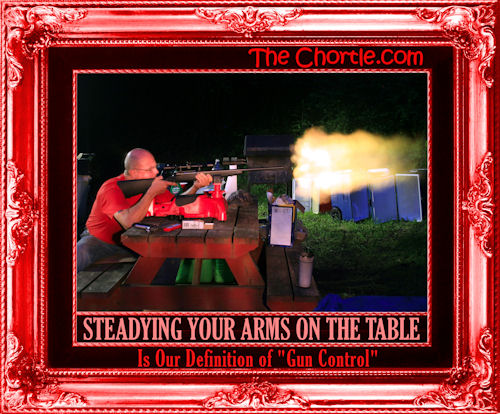 Steadying your arms on the table is our definition of "gun control"