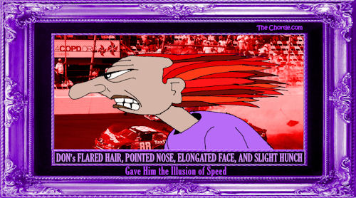 Don's flared hair, pointed nose, elongated face, and slight hunch gave him the illusion of speed