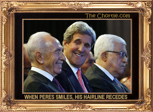 When Peres smiles, his hairline recedes