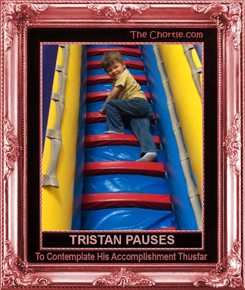 Tristan pauses to contemplate his accomplishment thusfar