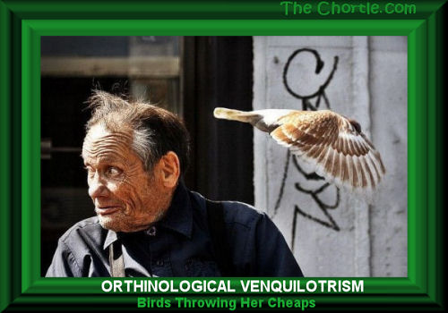 Orthonological venquilotrism: birds throwing their cheeps.