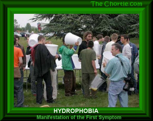 Hydrophobia.  Manifestation of the first symptom.
