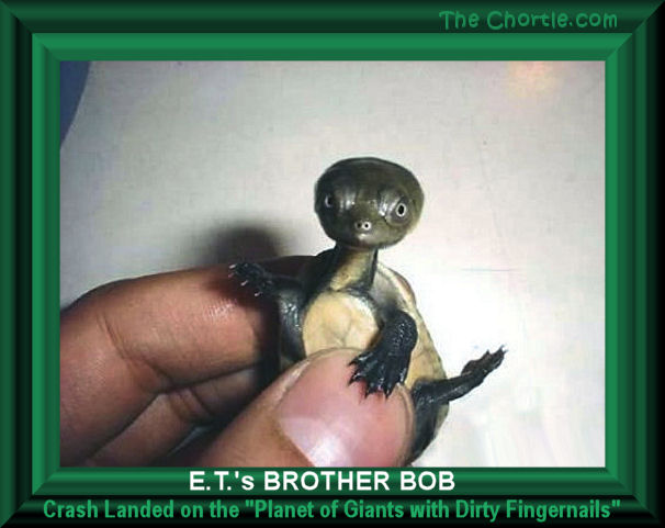 E.T.'s little brother Bob crash landed on the "Planet of Giants with Dirty Fingernails." 