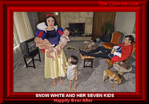 Snow White and her seven kids. Happily ever after. 