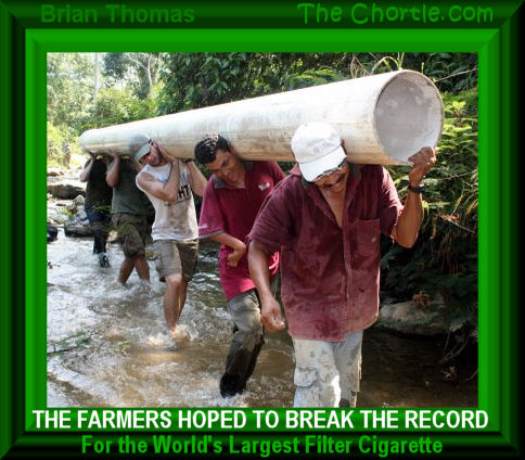 The farmers hoped to break the record for the world's largest filter cigarette.