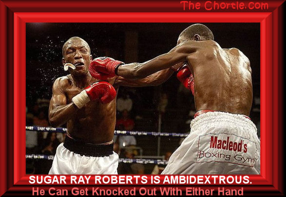 Sugar Ray Roberts is ambidextrous.  He can get knocked out with either hand.