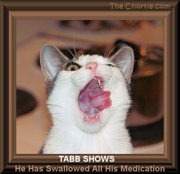 Tabb shows he has swallowed all his medication.