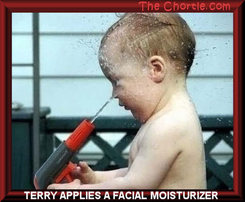 Terry applies a facial moisturizer 