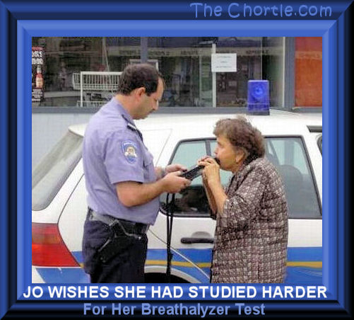 Jo wishes she had studied harder for her breathalyzer test