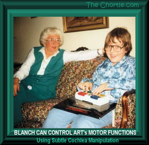Blanch can control Art's motor functions using subtle cochlea manipulation.