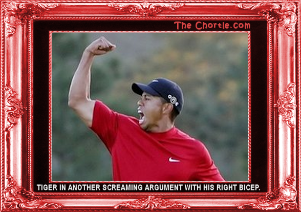 Tiger in another screaming argument with his right bicep.