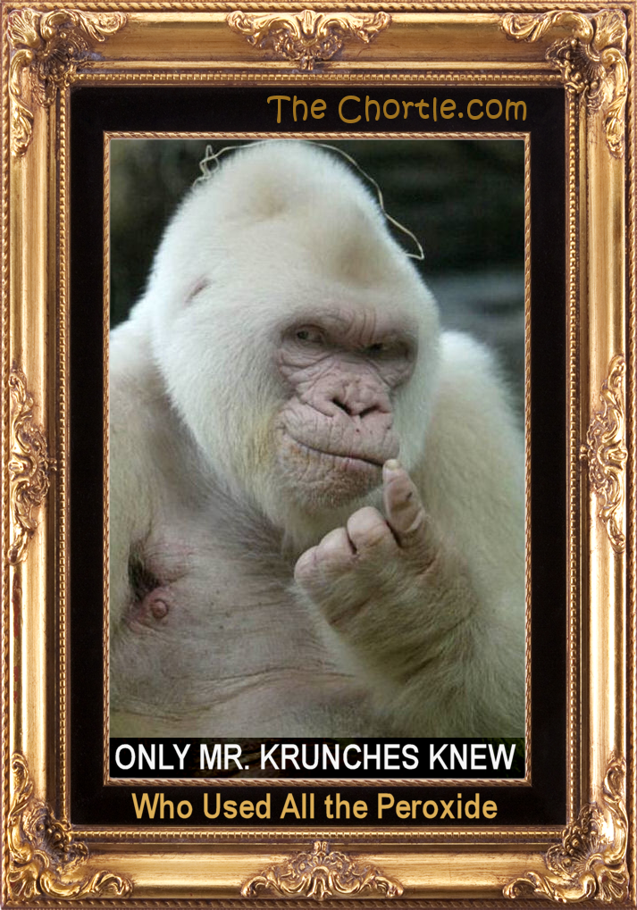 Only Mr. Krunches knew who used all the peroxide.