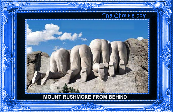 Mount Rushmore from behind.