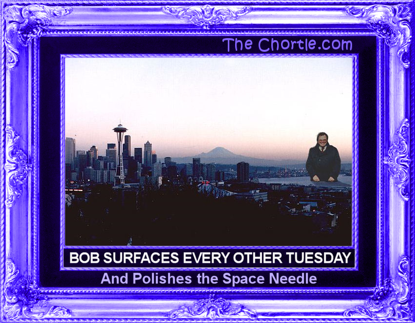 Bob surfaces every other Tueday and polishes the Space Needle.