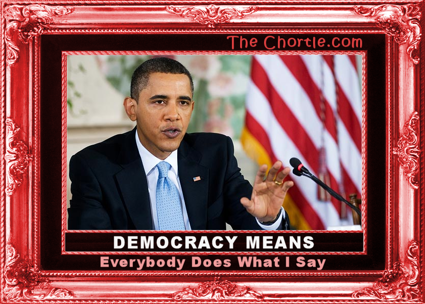 Democracy means everybody does what I say