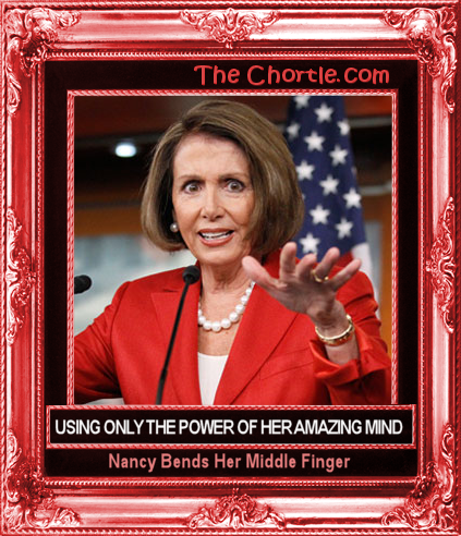 Using only the power of her amazing mind, Nancy bends her middle finger.