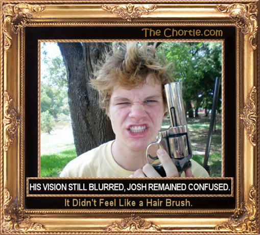 His vision still blurred, Josh remained confused.  It didn't feel like a hair brush.
