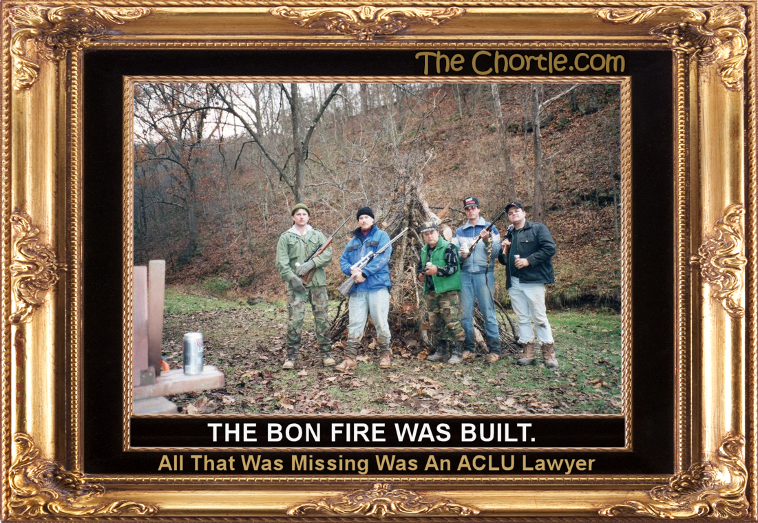 The bon fire was built.  All that was missing was an ACLU lawyer.