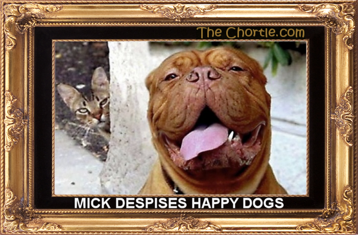 Mick despises happy dogs.