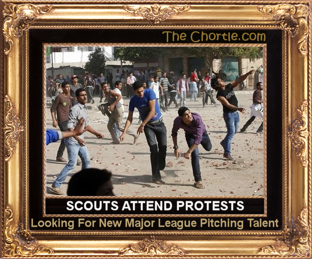 Scouts attend protests looking for new major league pitching talent.