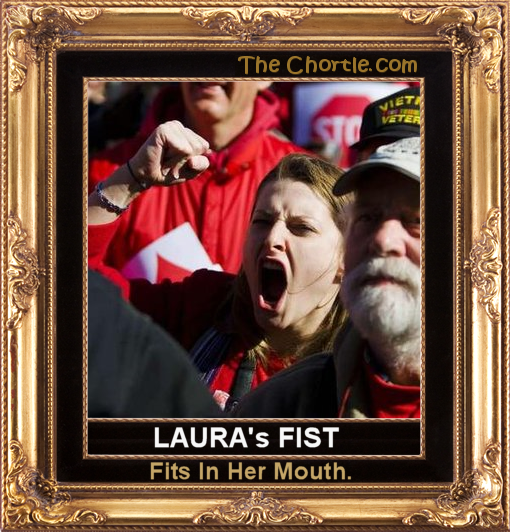 Laura's fist fits in her mouth