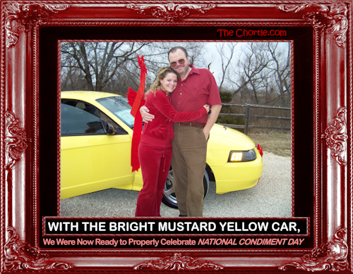 With the bright mustard yellow car, we were now ready to properly celebrate National Condiment Day.