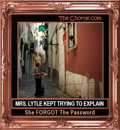 Mrs. Lytle kept trying to explain she FORGOT the password.