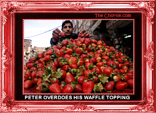Peter overdoes his waffle topping